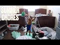 GETTING KIDS TO DO SUMMER CHORES | CLEANING BEDROOMS, DISHES, CARS, MOWING LAWN | KIDS SUMMER CHORES