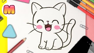 Como dibujar un GATO KAWAII  FACIL PASO A PASO  como dibujar un gatito bebe