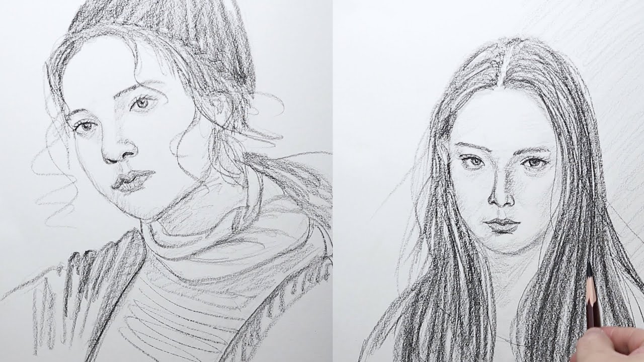 How to Draw a Portrait of Girl Using Reference Photo 2024 easy | Quick ...