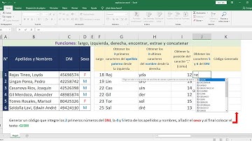 Explicacion funciones Largo, Izquierda, Derecha, Encontrar, Extrae y Concatenar