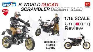 Bruder Scambler Bike Ducati Desert Sled & Driver Kids Toy Model Scale 1:16 