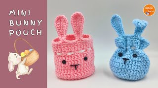 Mini Crochet Bunny Basket / Easter Bunny Pouch | Mini Drawstring Bag Tutorial - Beginner friendly by Hopeful Turns 6,094 views 2 months ago 32 minutes