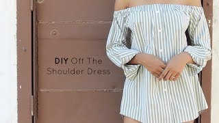 DIY Off The Shoulder Dress | Button Down Shirt Transformation | Jeanae Melisa