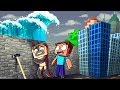 Minecraft | TSUNAMI BASE CHALLENGE 2 - Tsunami Destroys City! (Wall vs Tsunami)