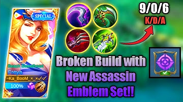 Freya New Broken Build 🔥|With New Assassin Emblem Set!!|Top Global Freya| One Shot Combo|Mlbb❤️