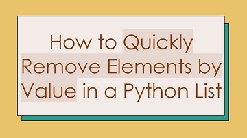 How to Quickly Remove Elements by Value in a Python List