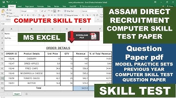 Assam Direct Recruitment Computer Skill Test Question Paper with solution pdf 2022 MS EXCEL QUESTION