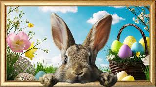 Easter Bunny Hopping Out of Gold Frame | Colourful Easter Eggs & Spring Flowers | TV Art Screensaver screenshot 3