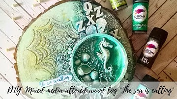 DIY Mixed Media Altered Art | Mixed Media Canvas On  Wood Slices | Wood Decorating idea | Wood Decor