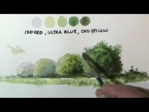 How to paint bushes in watercolor by Dennis Clark