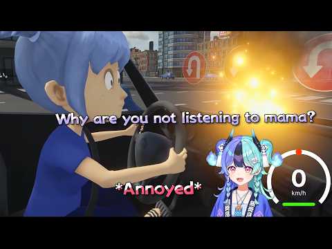 Mela getting very annoyed by her little sister's driving skill