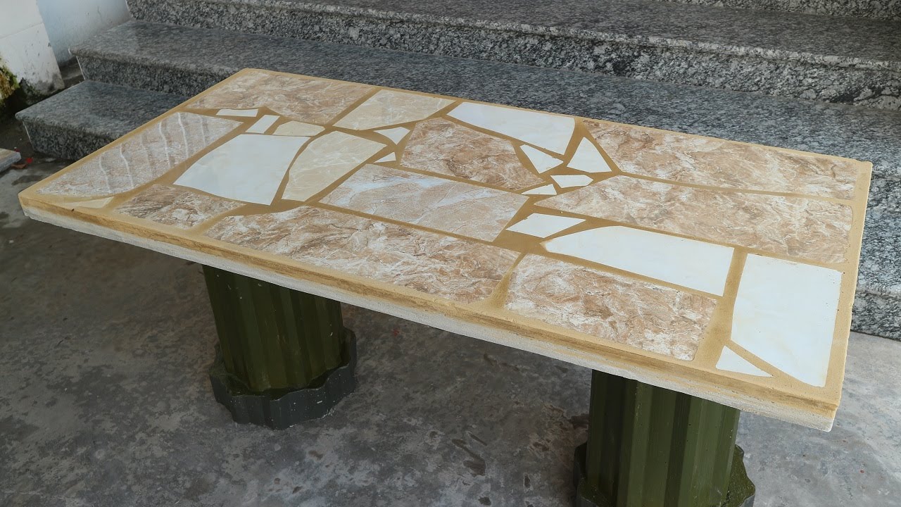 How To Build Coffee Table From Ceramic Tiles Broken And Color
