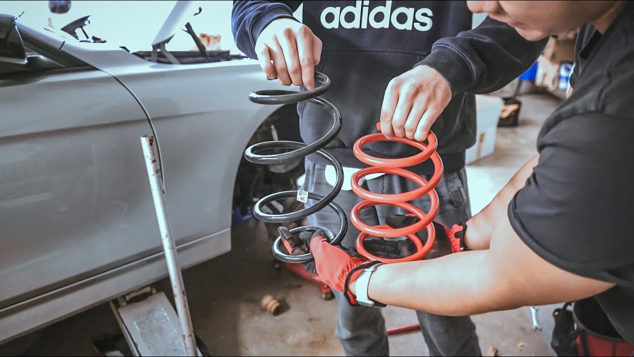 BMW F30 H&R Super Sport Spring Install - YouTube