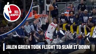 Jalen Green TAKES FLIGHT to SLAM HOME the alley-oop 🔥 | NBA on ESPN