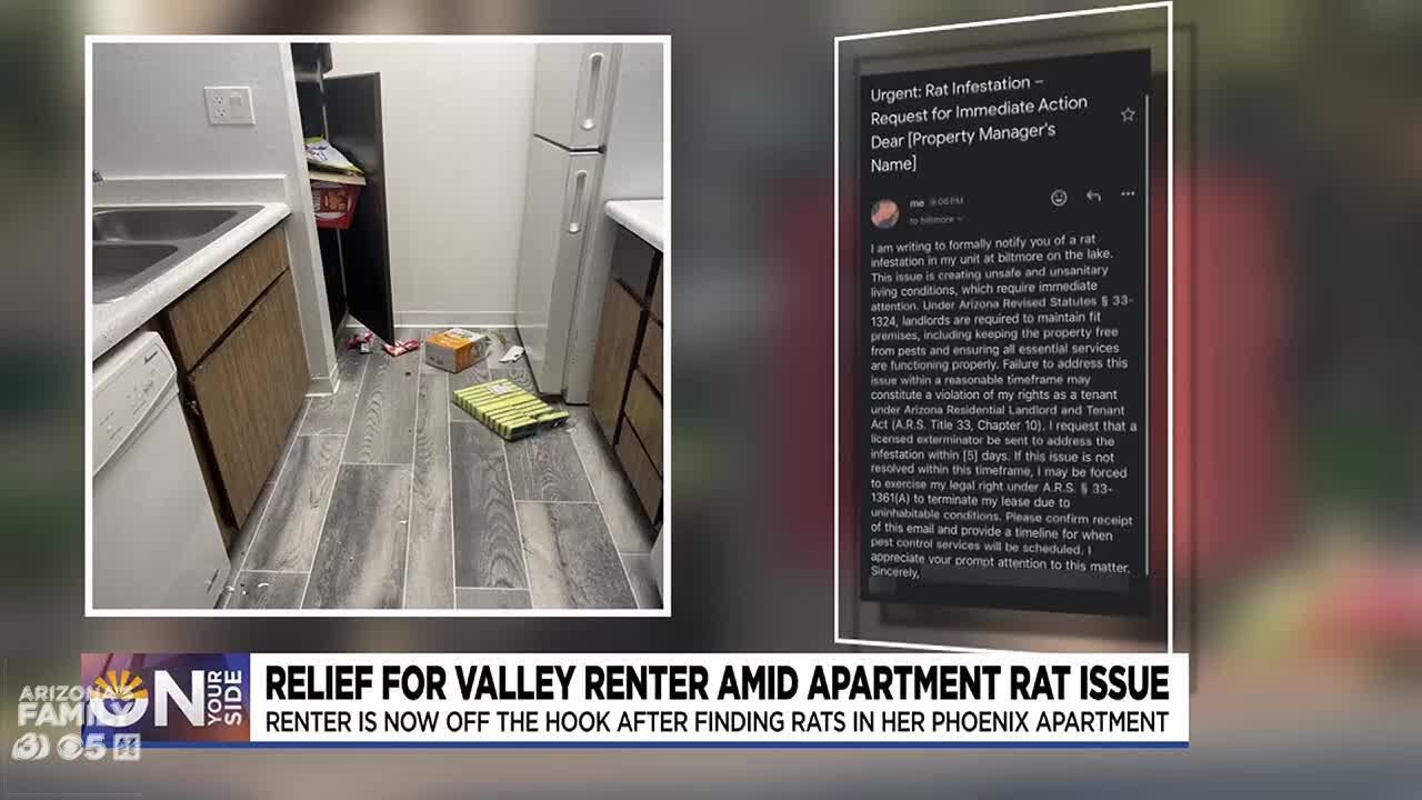 Phoenix renter sees relief amid apartment rat issue