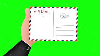 Air mail envelope with postal stamp isolated on white background. illustration.