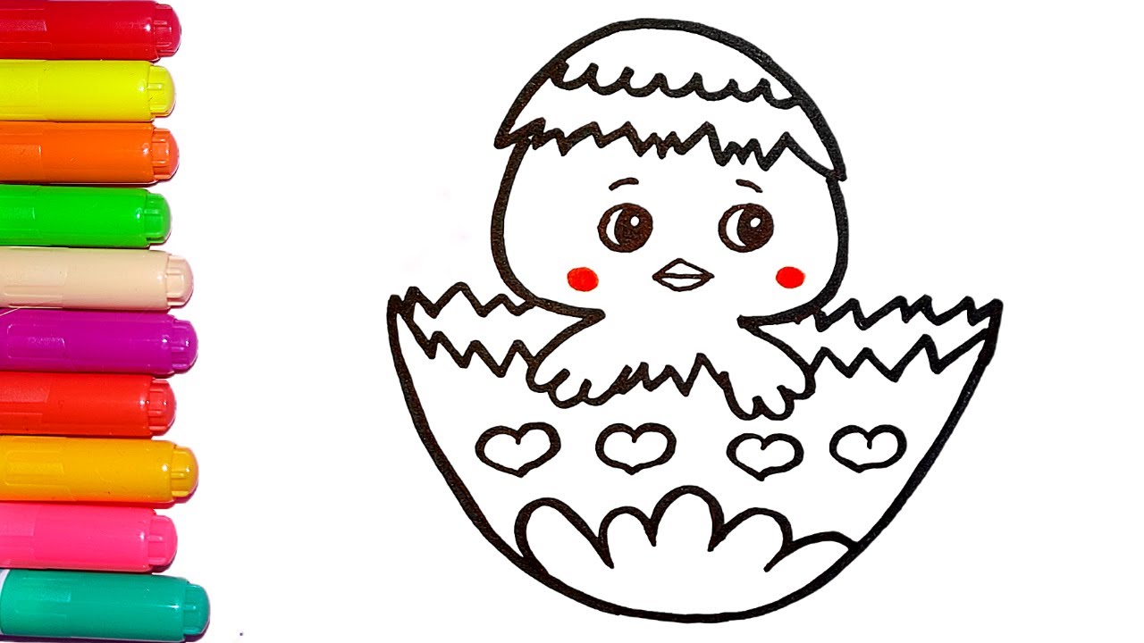 Easter Chick, Drawing and Coloring for Kids How to draw an easter