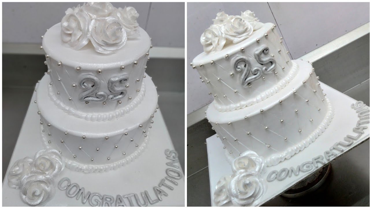 25th Wedding Anniversary Cake Silver Jubilee Cake Two Tier Fresh Cream Cake Trendingkitchen Youtube 25th Wedding Anniversary Cake Silver Jubilee Cake Two Tier Fresh Cream Cake Trendingkitchen Youtube
