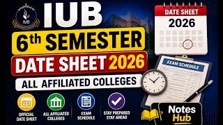 IUB 6th Semester Date Sheet Final2026 | All Affiliated Colleges #IUB #DateSheet #Semester6 #NotesHub