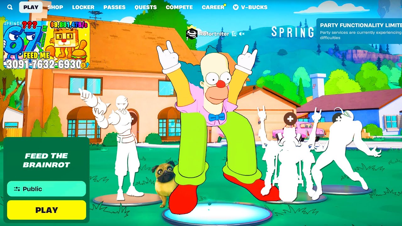 Встроенные эмоции и забавные танцы КЛОУНА КРАСТИ в Fortnite (сезон «Симпсоны»)