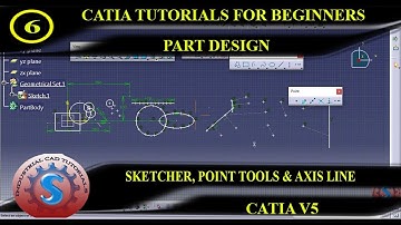 BASIC SKETCHER, AXIS LINE AND DIFFERENT POINT TOOLS | PART DESIGN CATIA TUTORIAL #6