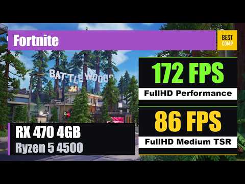 Náhled FPS testu Fortnite na herním PC s RX 470 4GB a Ryzenem 5 4500