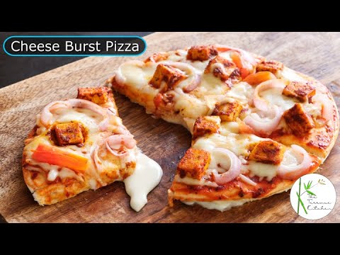 Cheese Burst Pizza using Ready Pizza Base | Spicy Paneer Cheese Burst ...