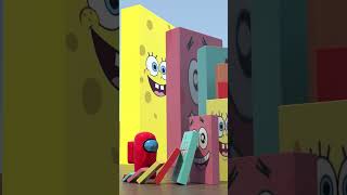 Spongebob And Among Us Big Domino Crossover 🤪 #Dominoeffect #Spongebob #Amongus