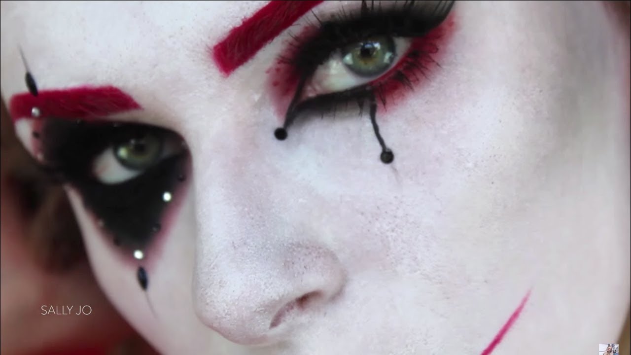 HARLEQUIN (OR Harley Quinn) SFX-Free Creepy Halloween Makeup! - YouTube