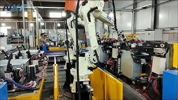 Automated welding cell by our single-axis head and tail positioner supporting OTC robots.