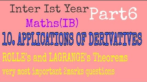 APPLICATIONS OF DERIVATIVES part6 by Nagaraju Sir/ROLLE