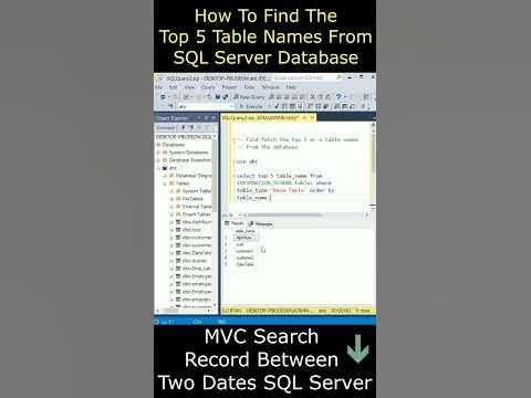 How To Fetch Top 5 or 'N' Table Names sql server ssms database - YouTube