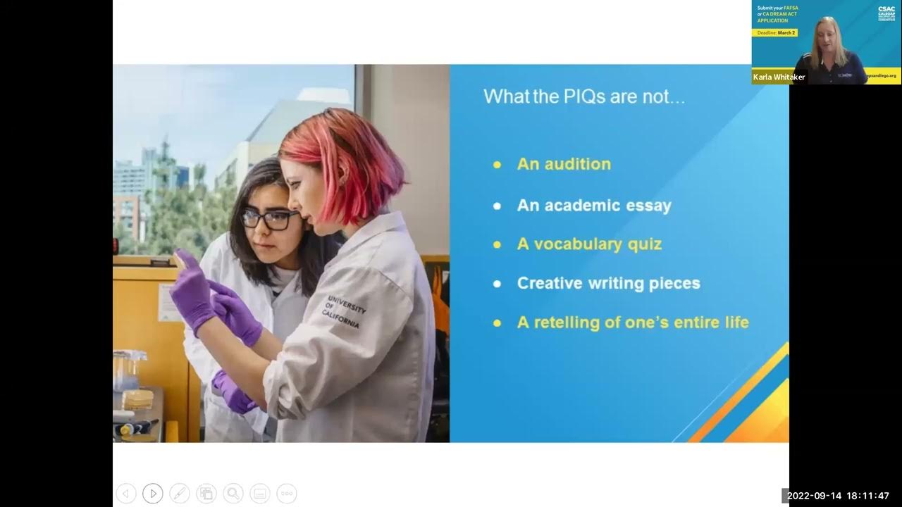 College Application Essays/UC PIQsWebinar YouTube