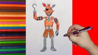 How to draw broken Foxy, FNaF, Как нарисовать сломанного Фокси, ФНаФ