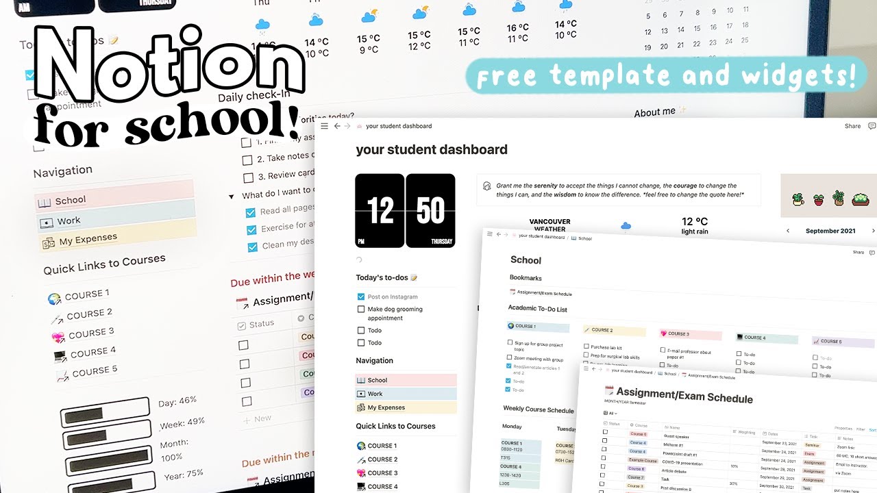 How to organize for school with Notion! 📚 | Free template + widgets ✨