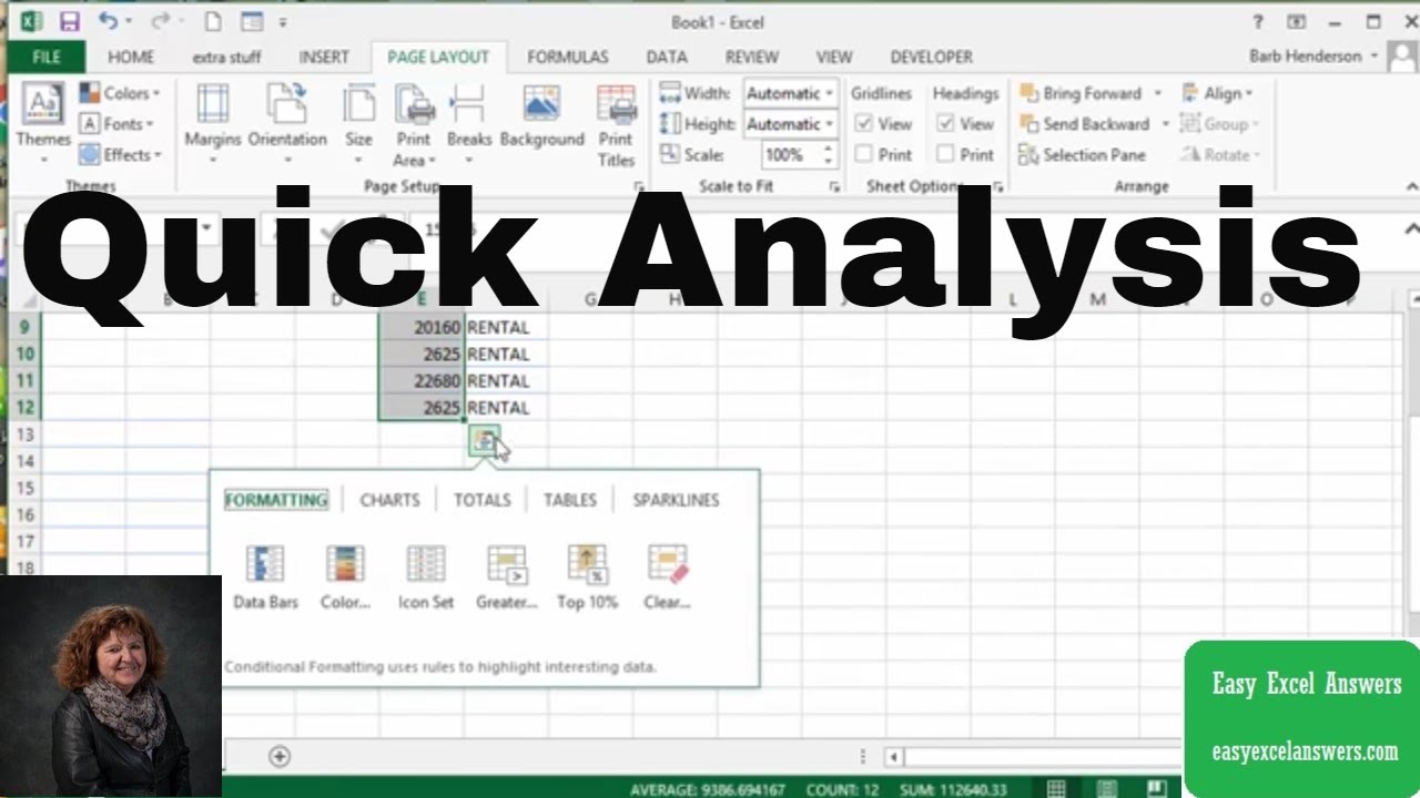 how do i get the quick analysis button on excel