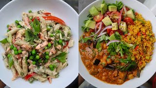 Creamy Salmon Pasta + Aubergine & Chickpea Curry // FULL RECIPES