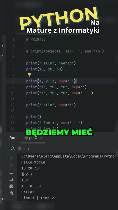 PYTHON - Funkcja PRINT() #informatyka #matura #python #access #excel # ...