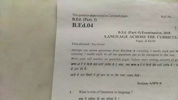language across the curriculum  b.ed 1st year question paper 2018 RU