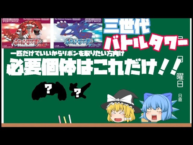 リボンコンプの壁 三世代バトルタワー お手軽解説 とりあえず一匹だけにリボンをつけるならこの二体 ポケモン剣盾 ゆっくり実況 Youtube リボンコンプの壁 三世代バトルタワー お手軽解説 とりあえず一匹だけにリボンをつけるならこの二体 ポケモン剣盾 ゆっくり実況 Youtube