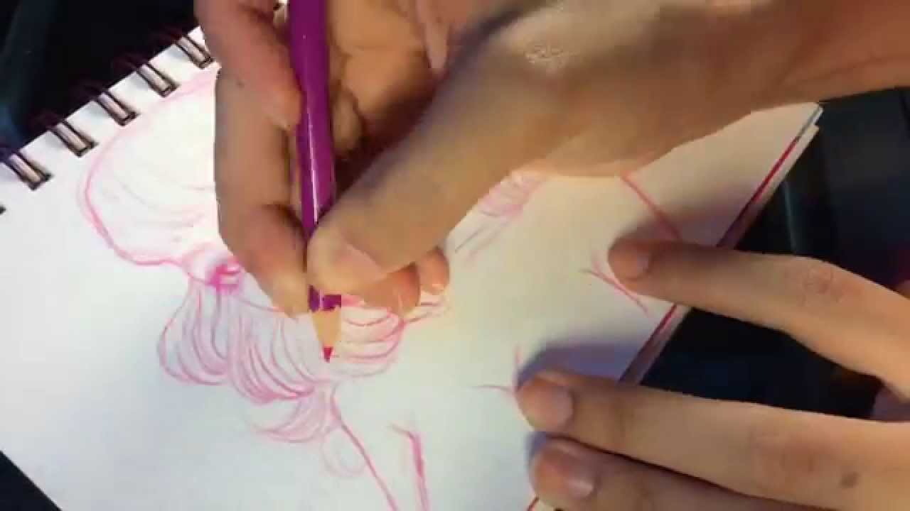 Fun First Prang Watercolor Portrait  Blue Hair Girl