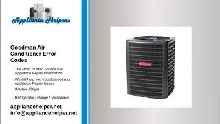 Goodman Air Conditioner Error Codes