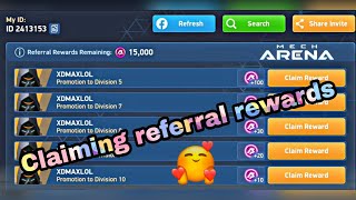 Mech Arena:🤩 Claiming refferal rewards🥰