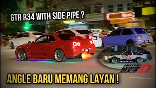 Nissan GTR R34 \u0026 Toyota AE86 in action, gigih record dua angle, LAYAN 🔥🔥 | Malam minggu Kuantan