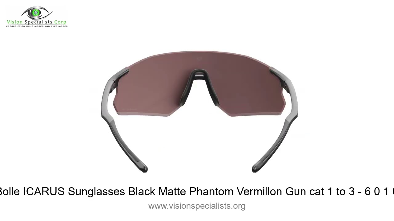 Bolle ICARUS Sunglasses Black Matte Phantom Vermillon Gun cat 1 to 3   6 0 1 0