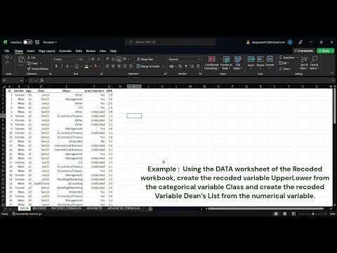 Excel guide 1.4 ( RECODING VARIABLES) | Chapter 1 | Sem-3 | Data Analysis