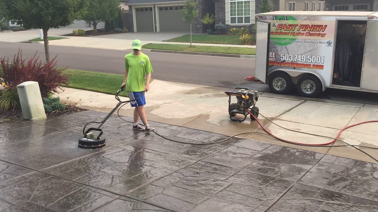 Stamped Concrete Cleaning with Whisper Wash and Dewalt 4gpm portable YouTube
