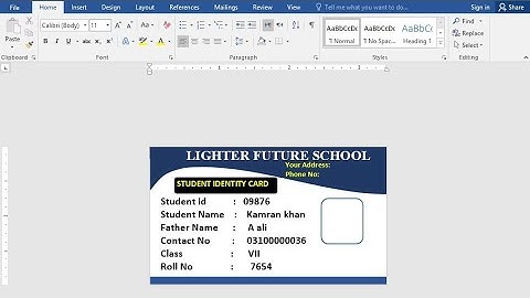 How to Make Student ID Card In Ms Word | Student ID Card Design Hindi Tutorial 2025