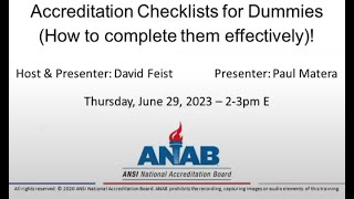 ANAB Webinar: Accreditation Checklists for Dummies and How to Complete them Effectively! screenshot 5