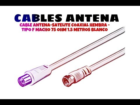 Video de Cable antena-satelite coaxial hembra - tipo f macho 75 Ohm 1.5 M Blanc
